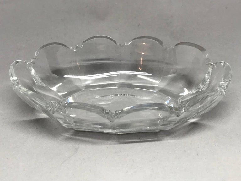 French crystal vide poche. Monteith shaped ten-lobed oval crystal dish for keys and change or alternatively for serving after dinner chocolates. France, mid twentieth century
Dimensions: 7