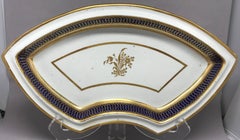 Pair of Blue and White Gilt Chinese Export Bone Dishes