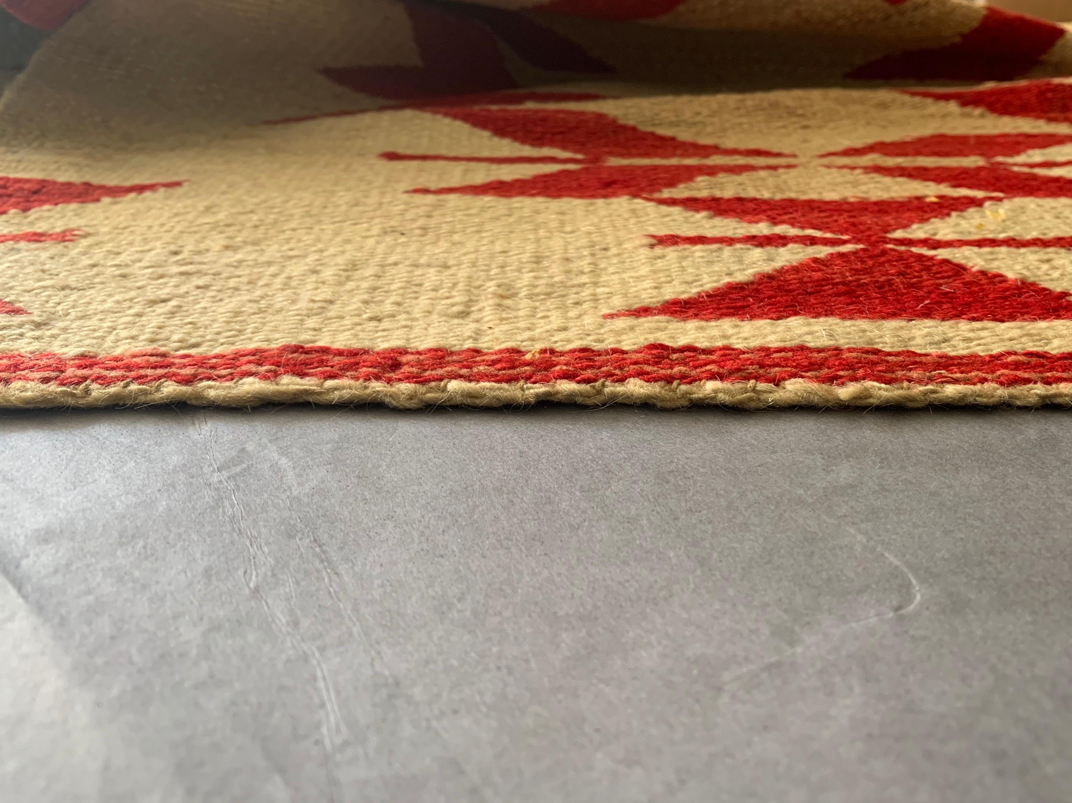 Wool Native American Red and Cream Saddle Blanket 