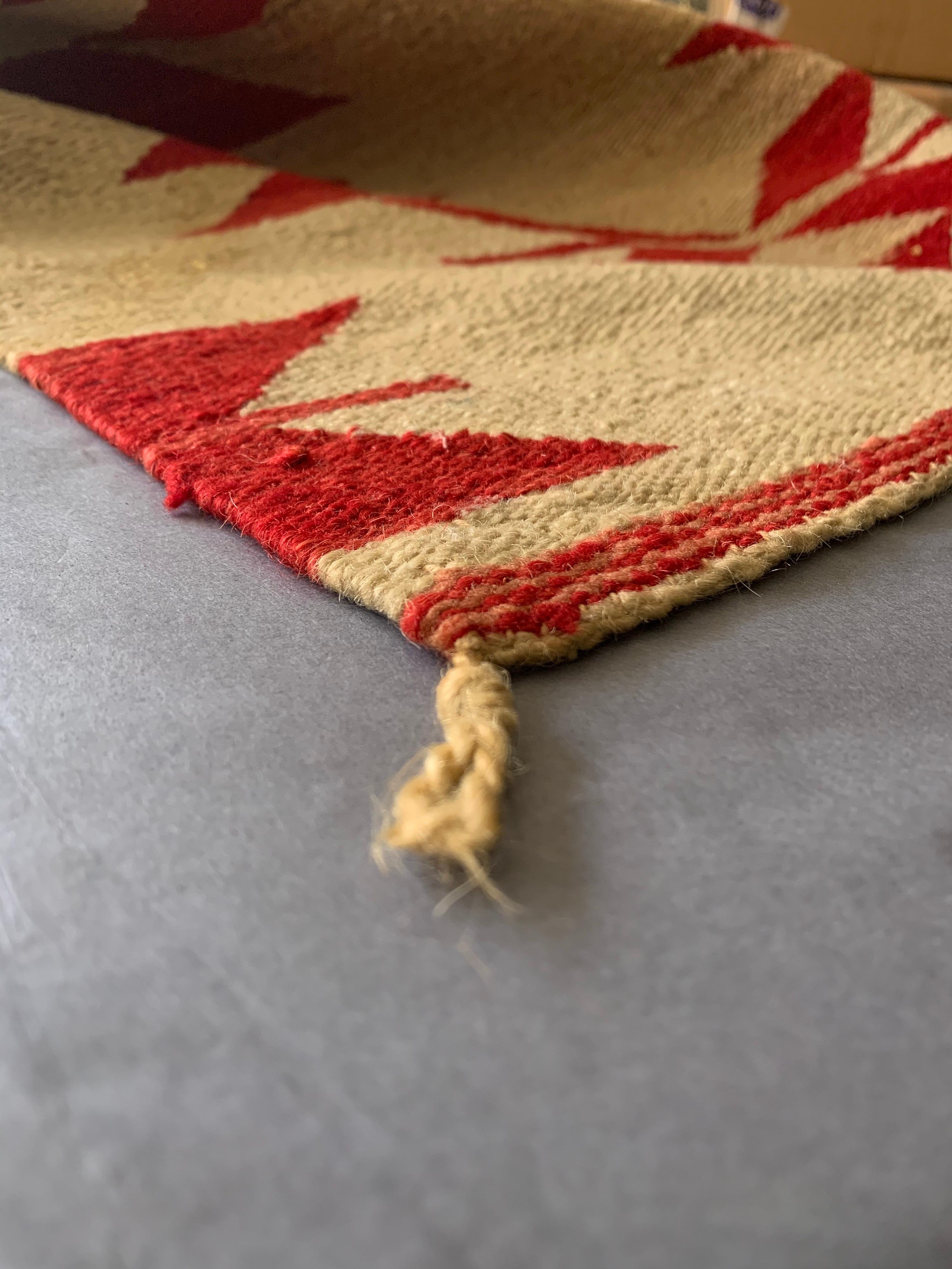 19th Century Native American Red and Cream Saddle Blanket 