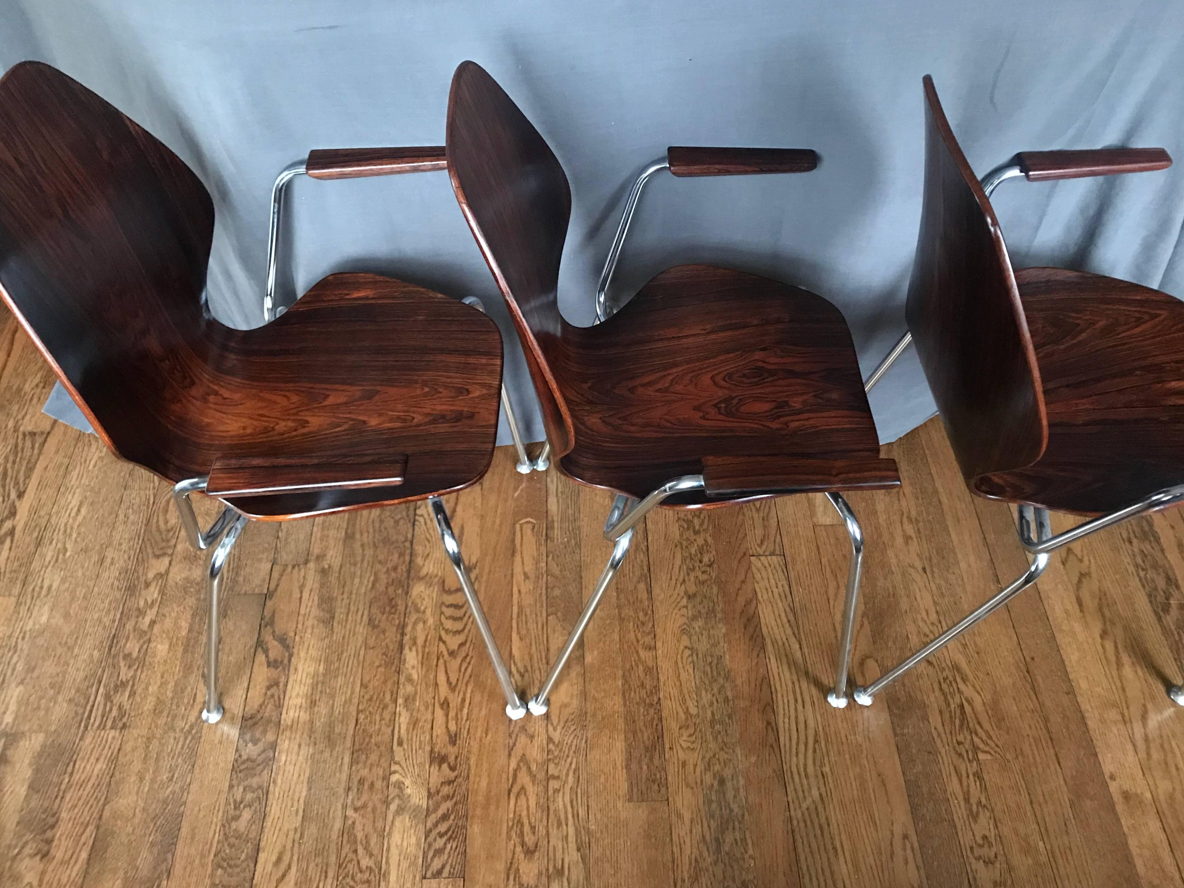 Chrome Midcentury Danish Rosewood Chair