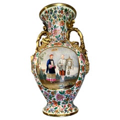 Grande vaso continentale in stile chinoiserie dorato
