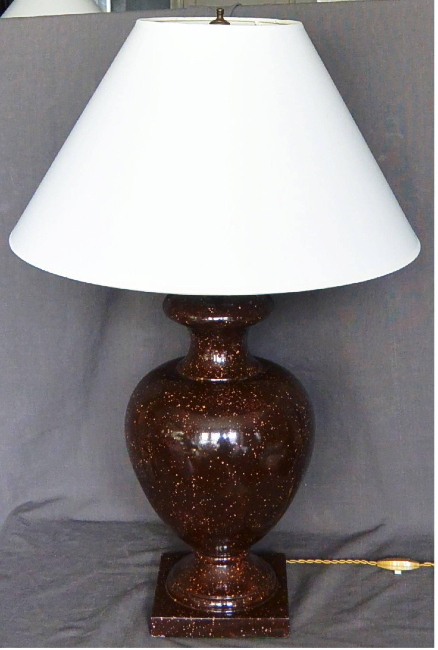 Hand-Painted Continental Faux Porphyry Lamp For Sale
