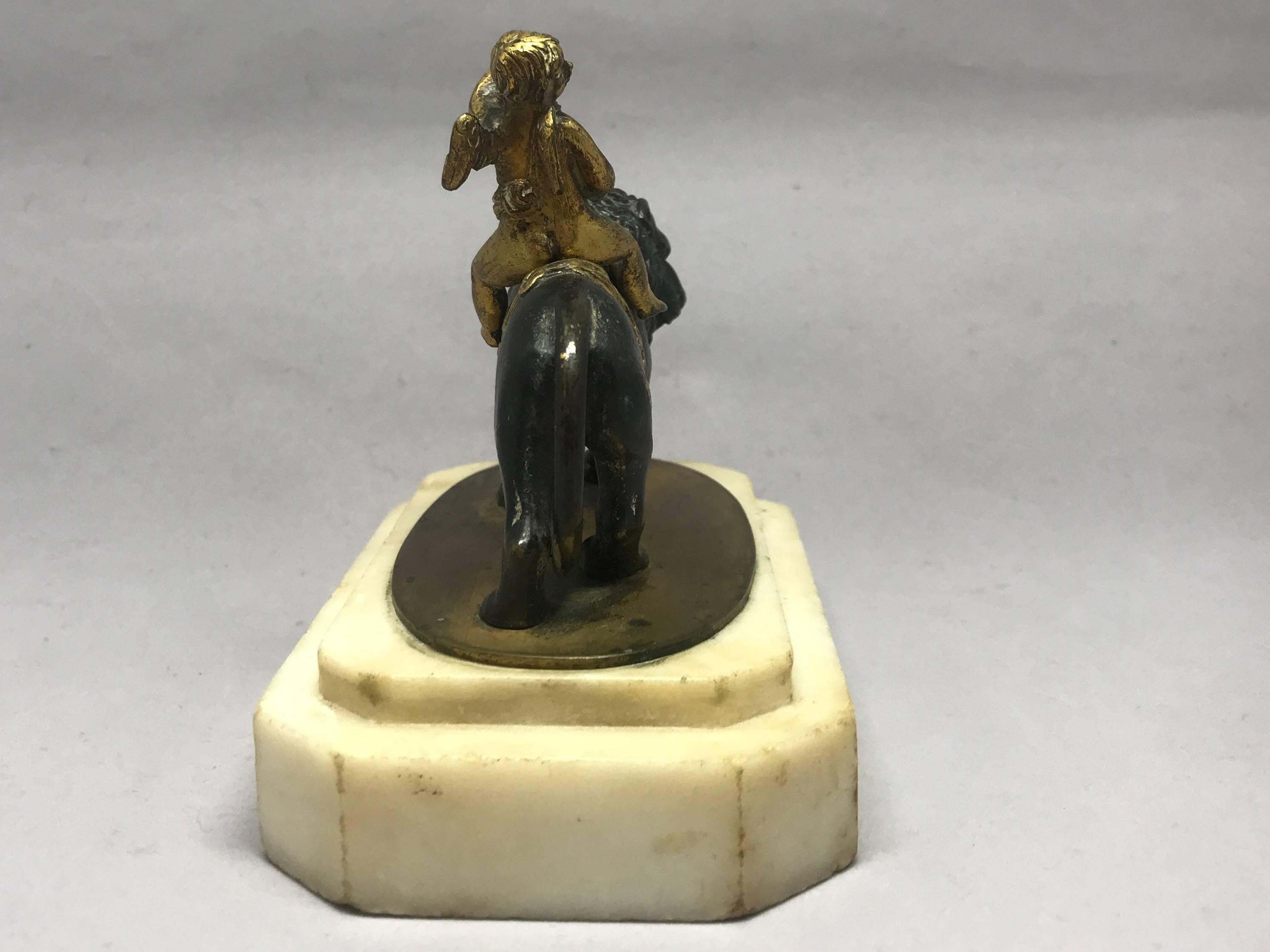 English Regency Gilt Bronze Cupid and Lion Paper Weight Sculpture 2