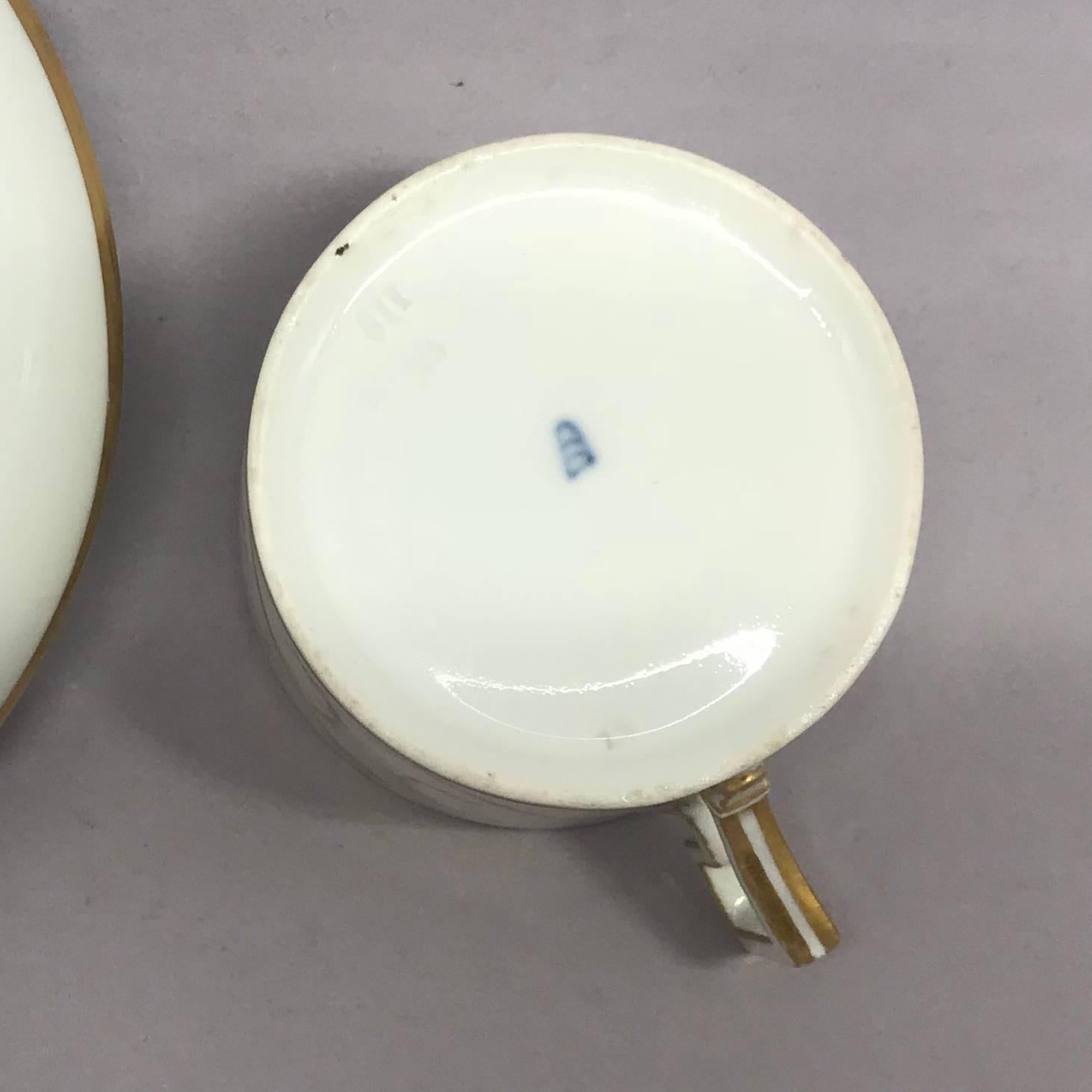 Austrian White and Gilt Neoclassical Arrow Cup & Saucer For Sale