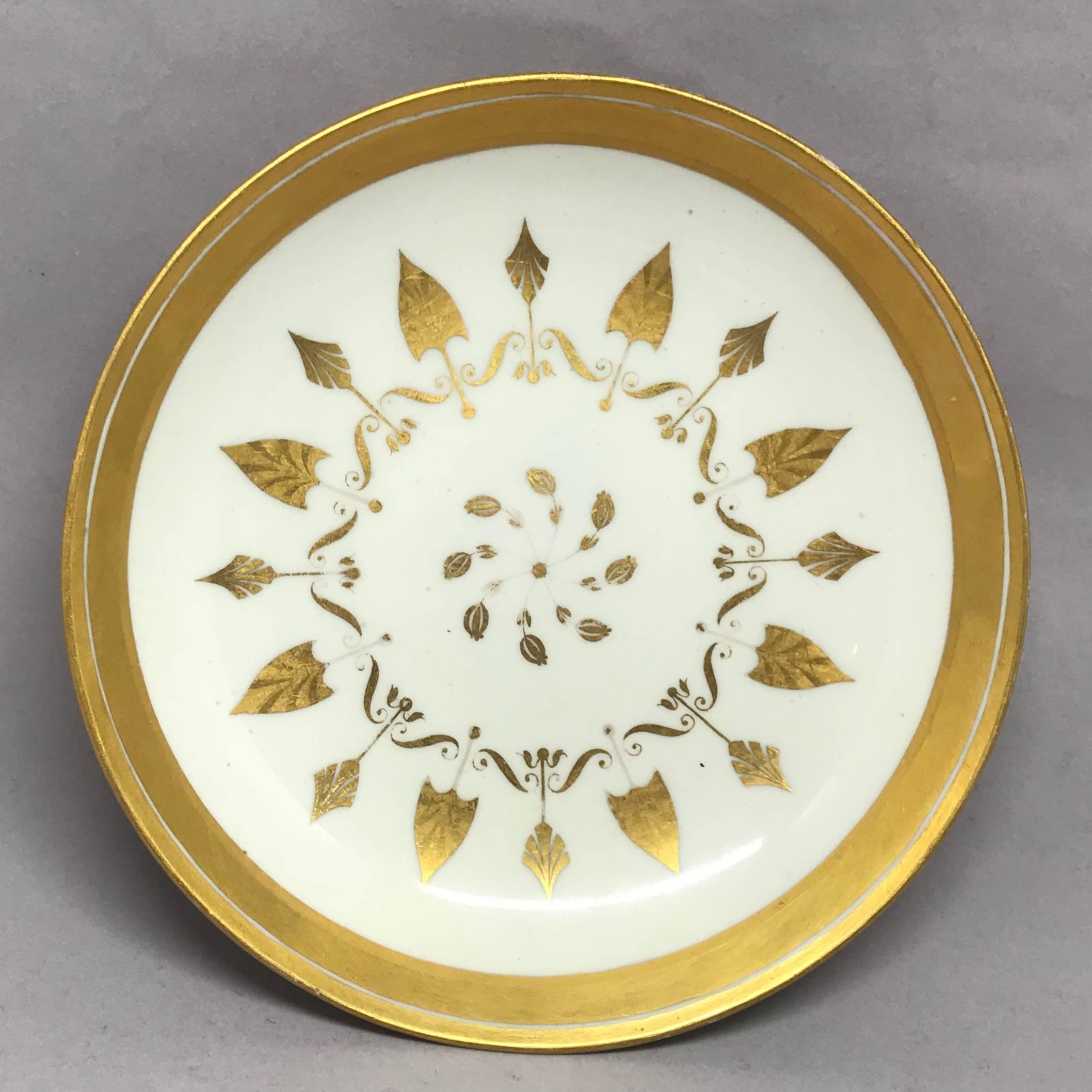 Empire White and Gilt Neoclassical Arrow Cup & Saucer For Sale
