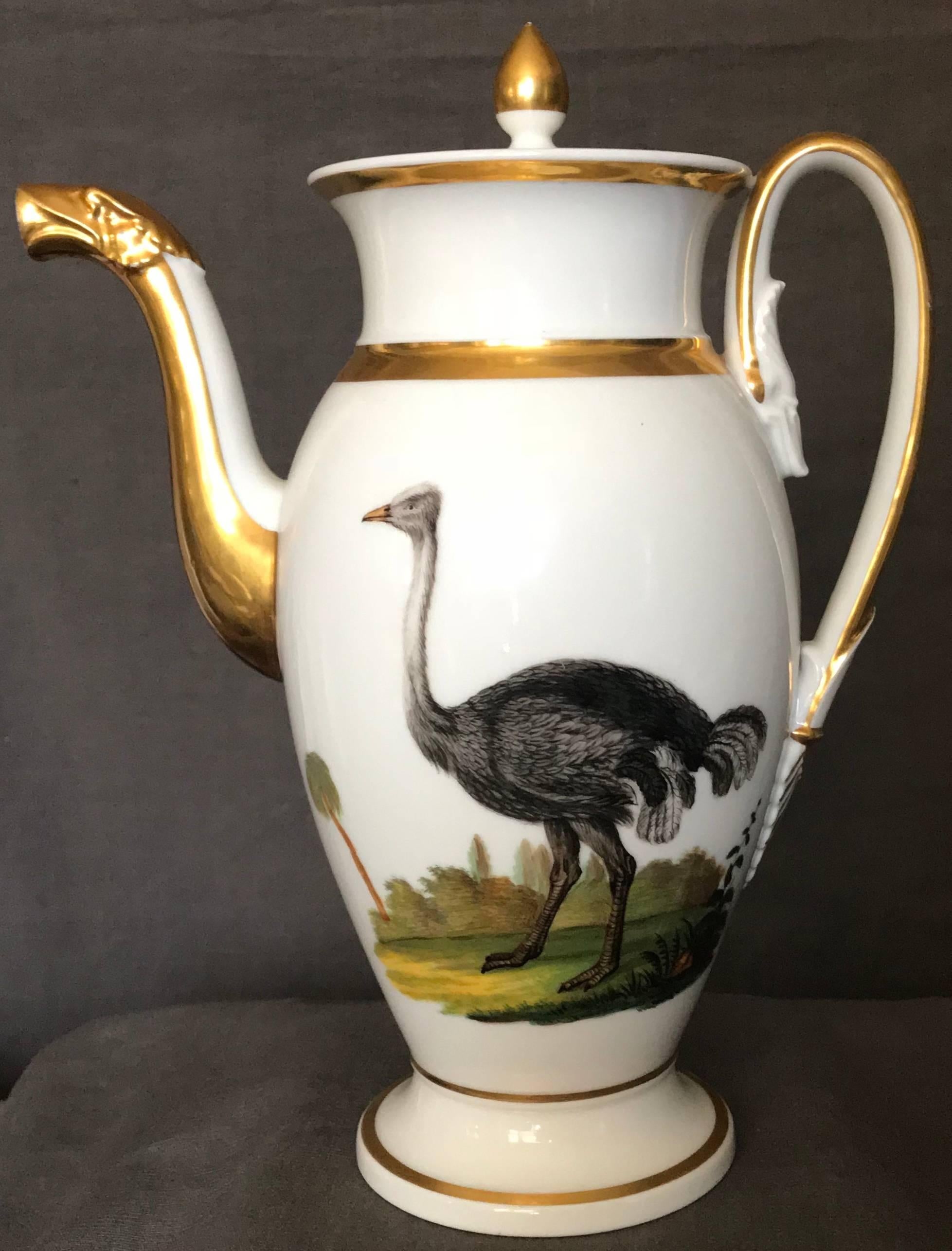 19th Century Paris Porcelain Bird Coffee Service