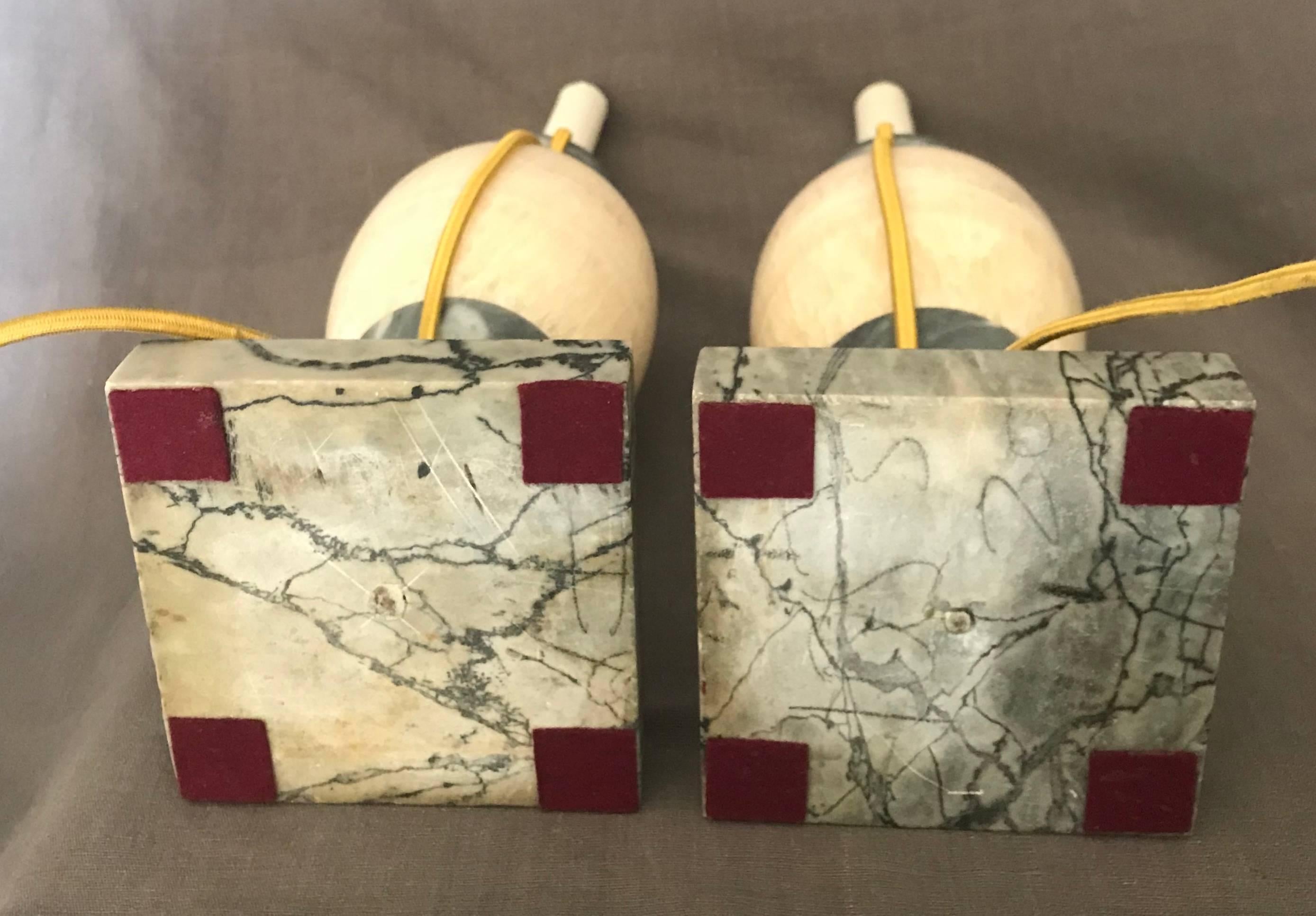 Pair of Blue John Marble Lamps For Sale 1