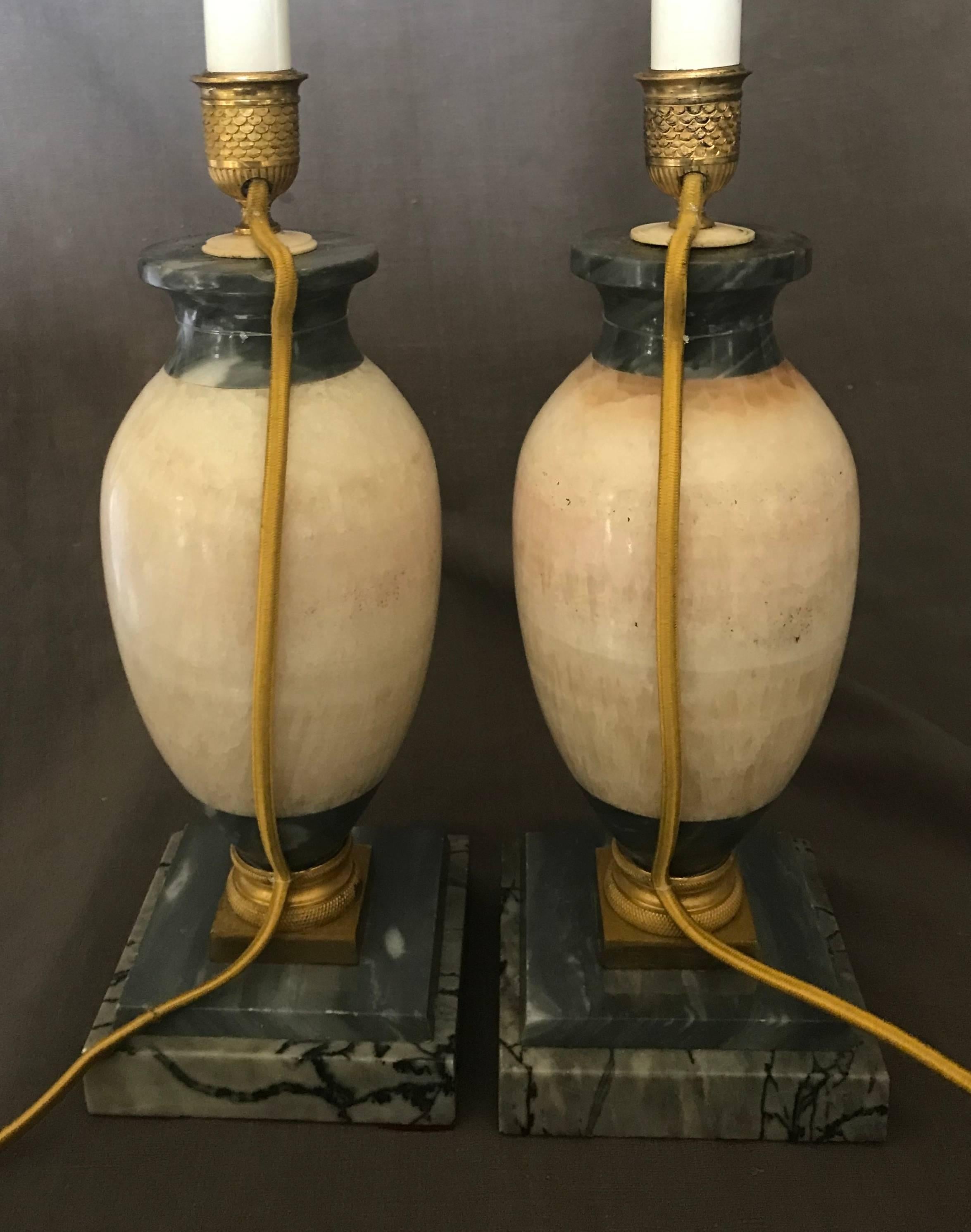 20th Century Pair of Blue John Marble Lamps For Sale