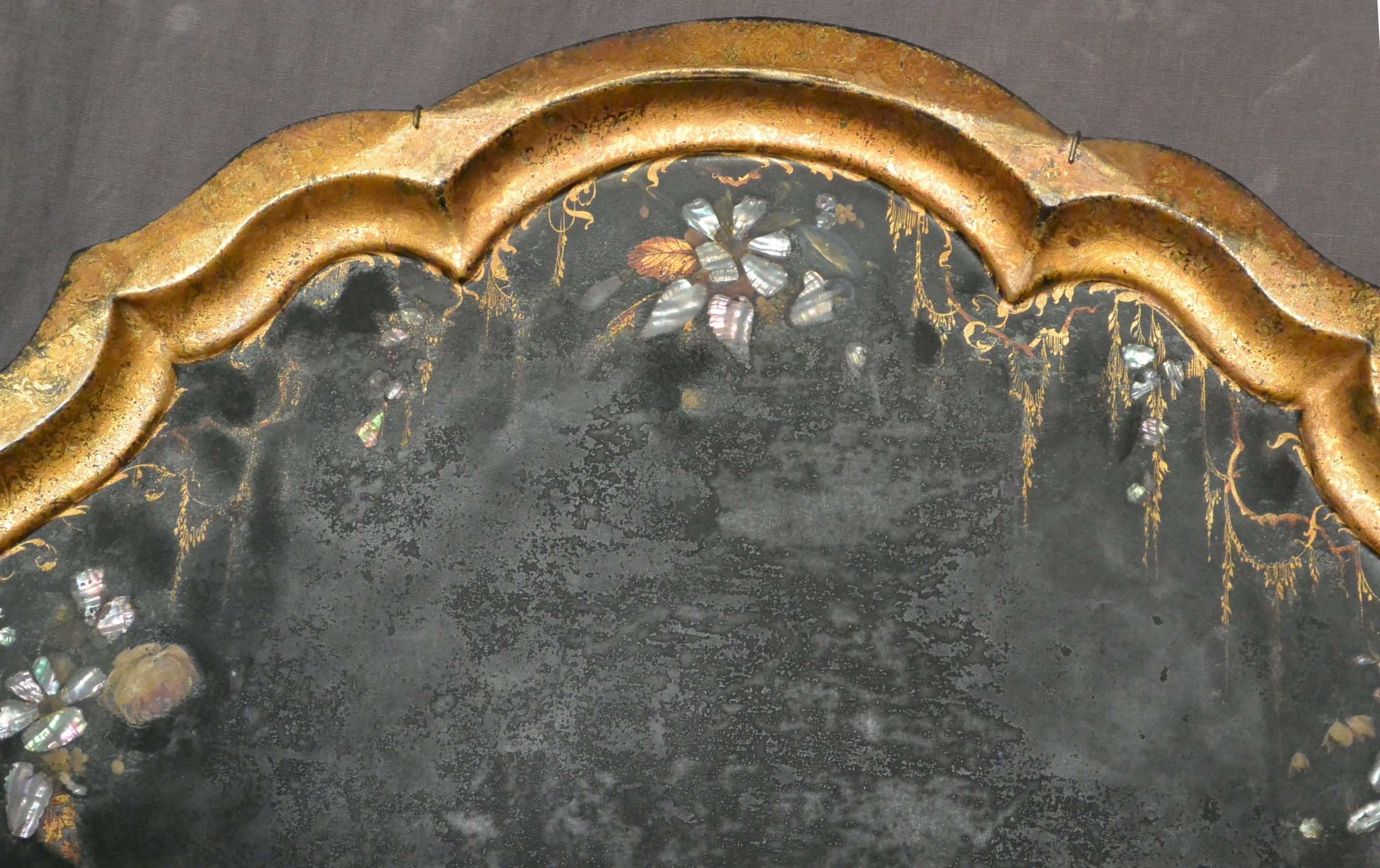 Italian Gilt and Painted Tole Shaped Tray 1