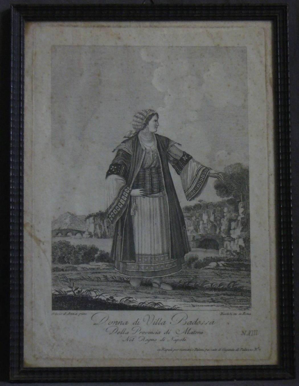 XVIIIe siècle Ensemble de six gravures de robes de style régional italien en vente
