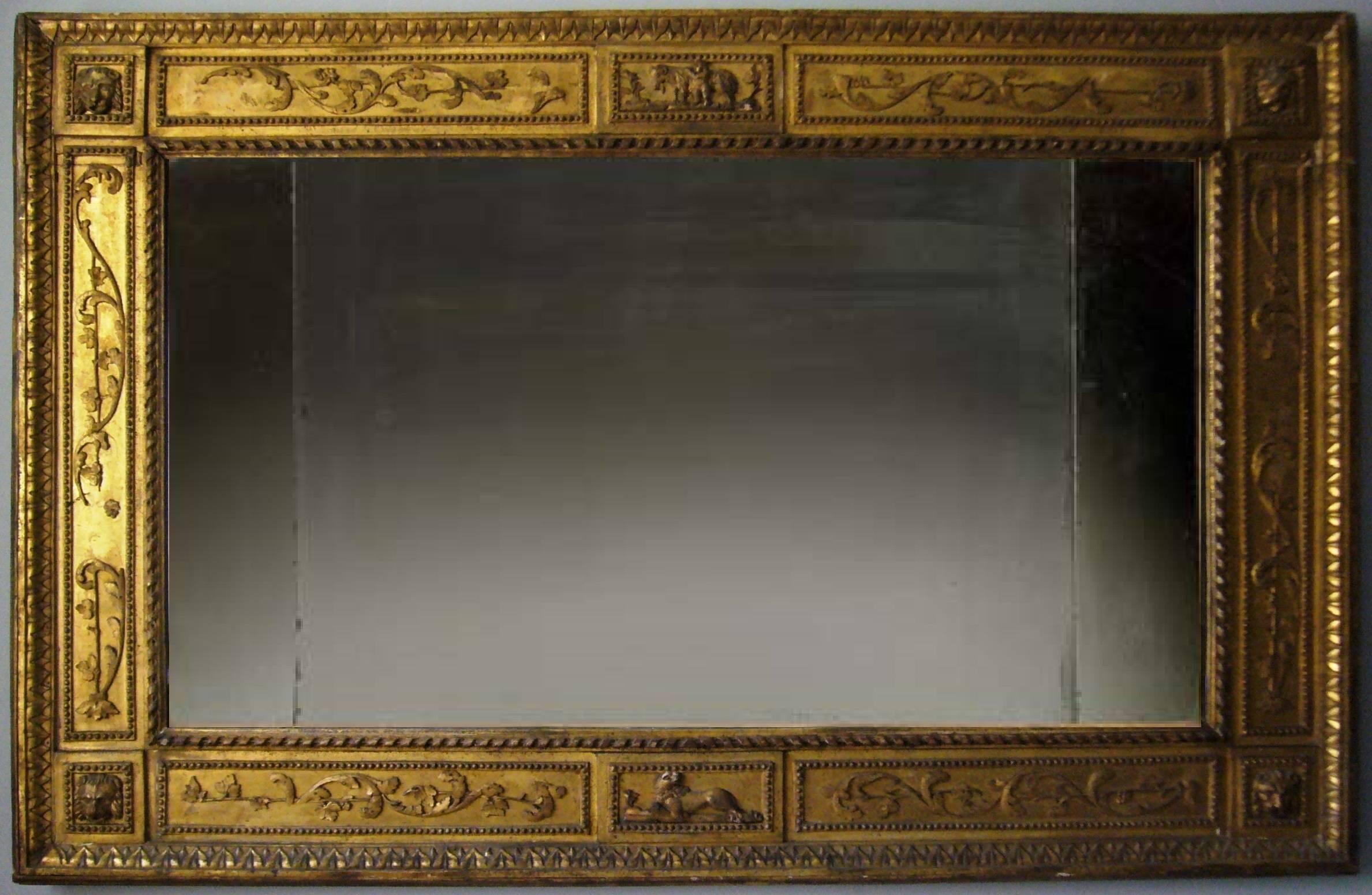 XVIIIe siècle Miroir italien néoclassique en bois doré en vente
