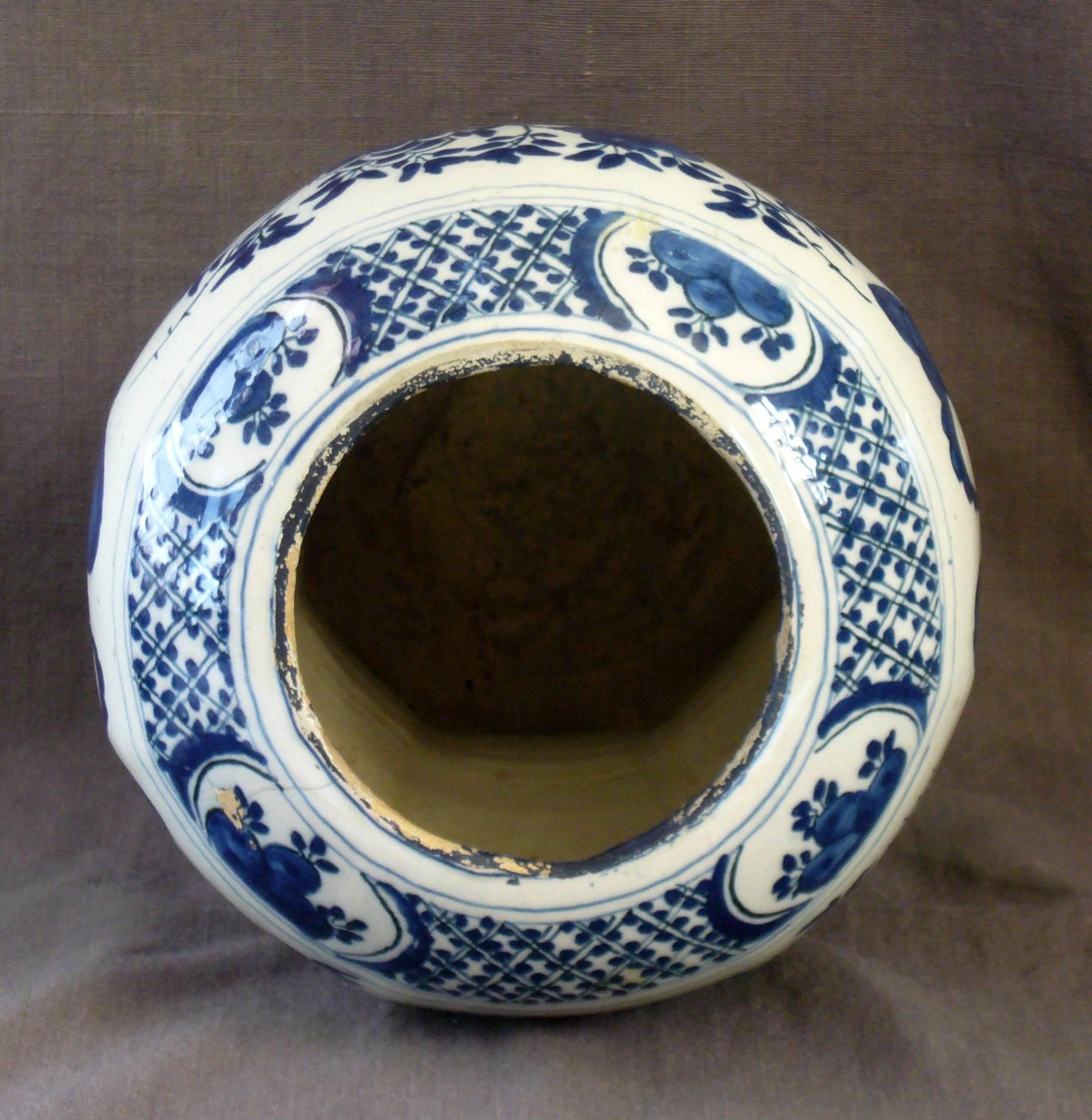 Dutch Delft Blue and White Baluster Vase  2