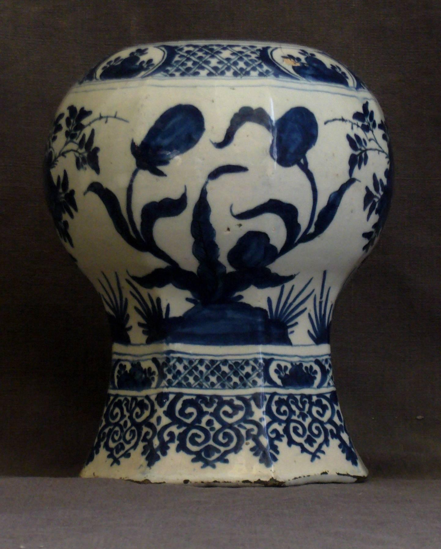 Dutch Delft Blue and White Baluster Vase  1