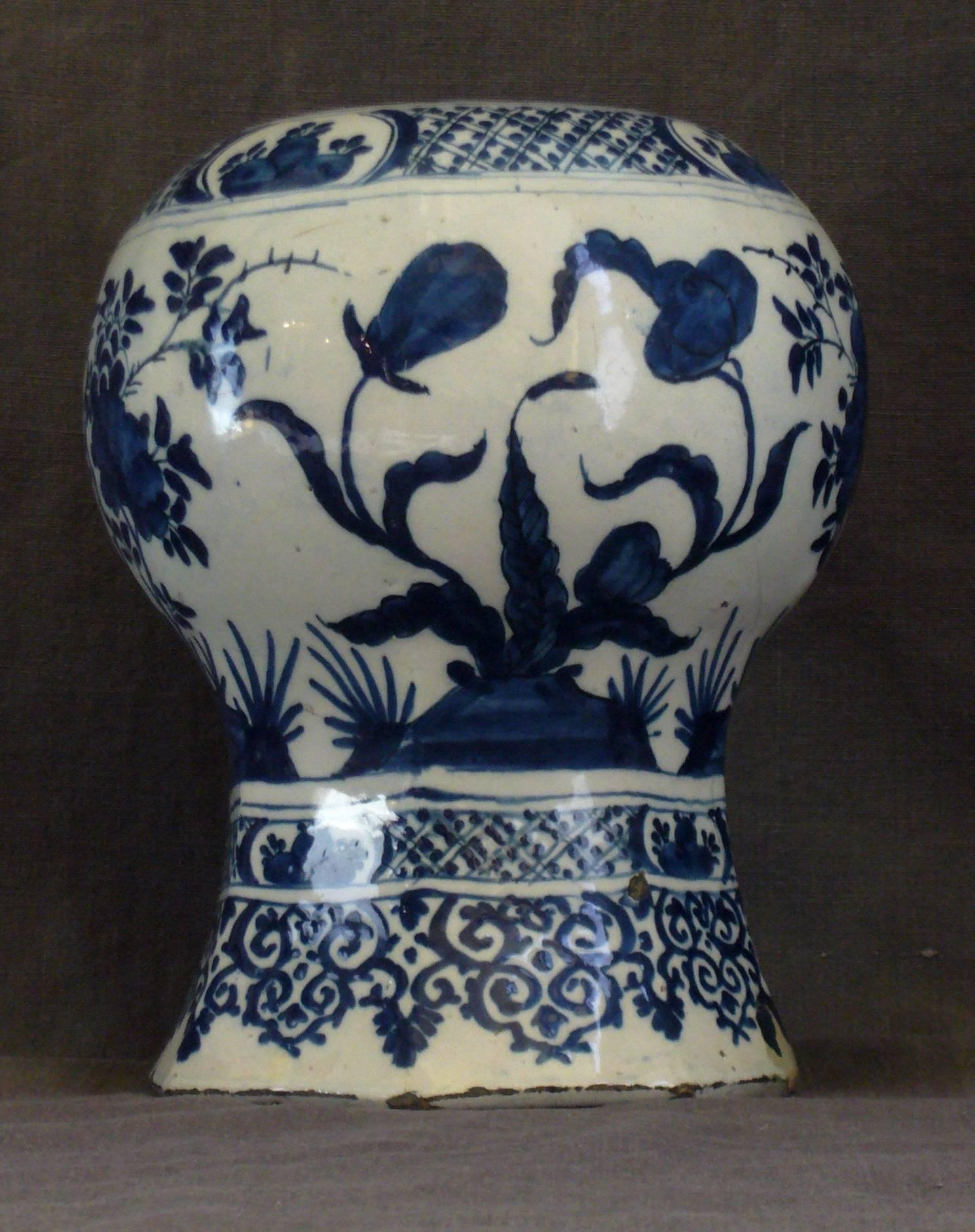Dutch Delft Blue and White Baluster Vase  In Good Condition In New York, NY