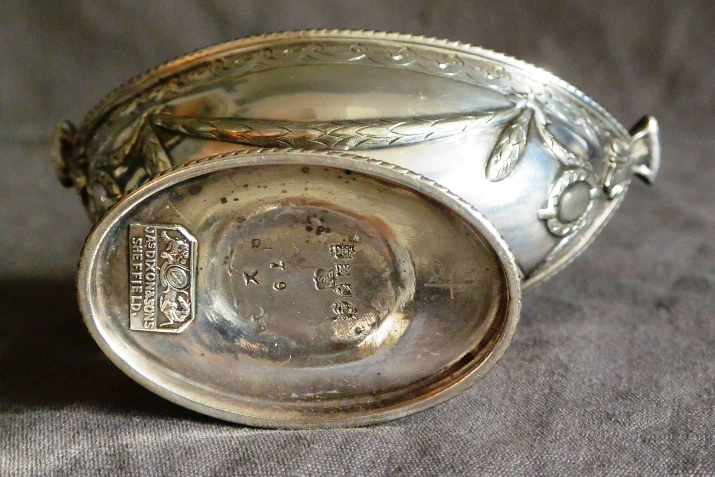Silver Plate Pair of Edwardian Silver Navette Form Salts