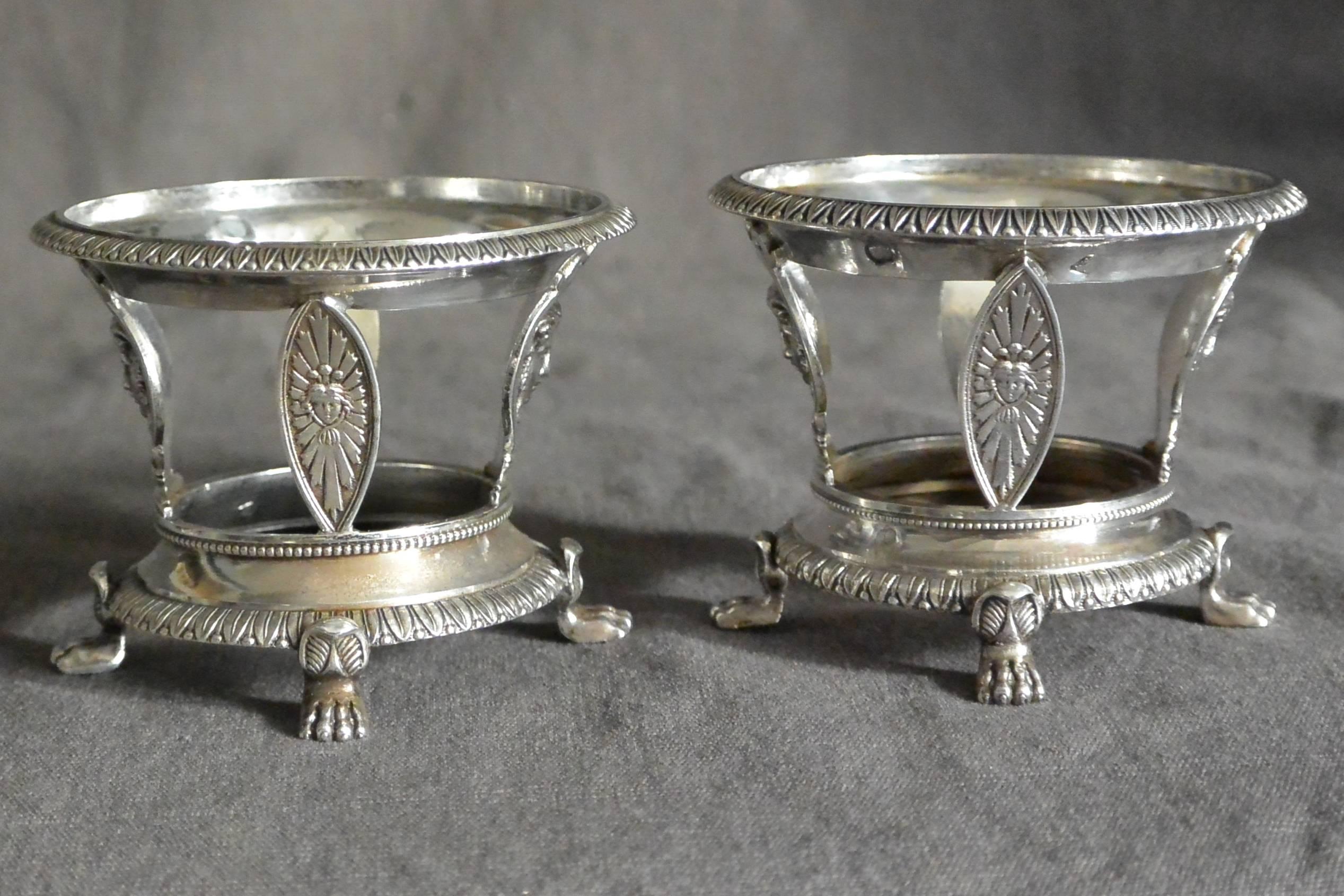 French Pair Neoclassical Mercury Silver Salts For Sale