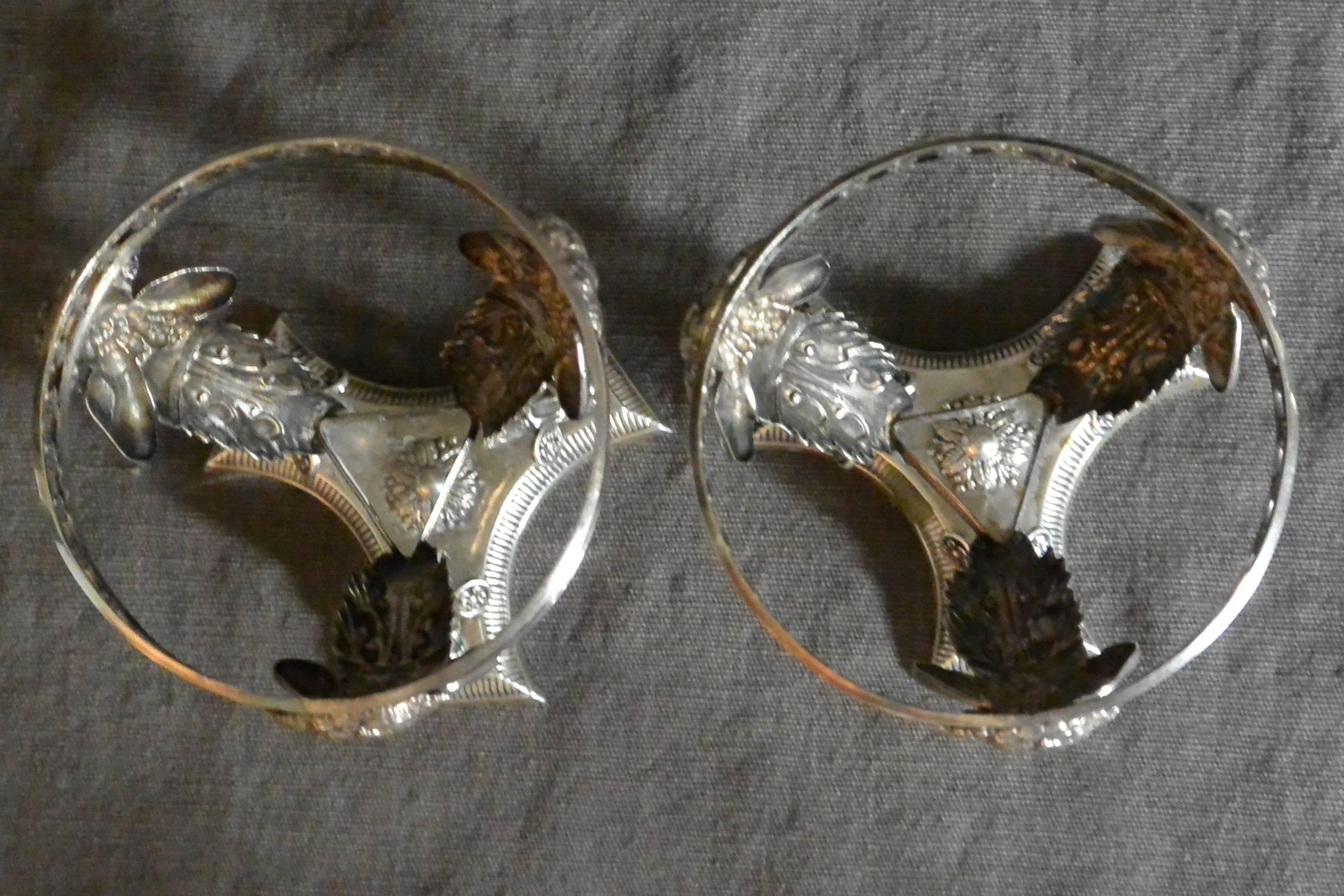 Pair of Italian Silver Salts with Bachii In Good Condition For Sale In New York, NY
