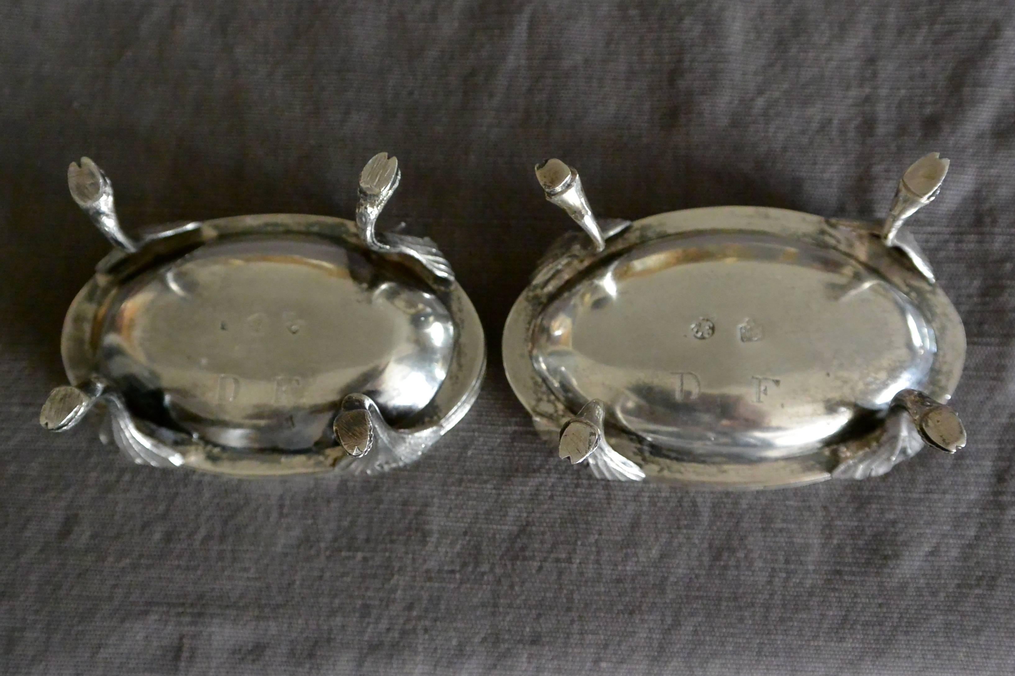 Pair of Austrian Silver Oval Salts  1