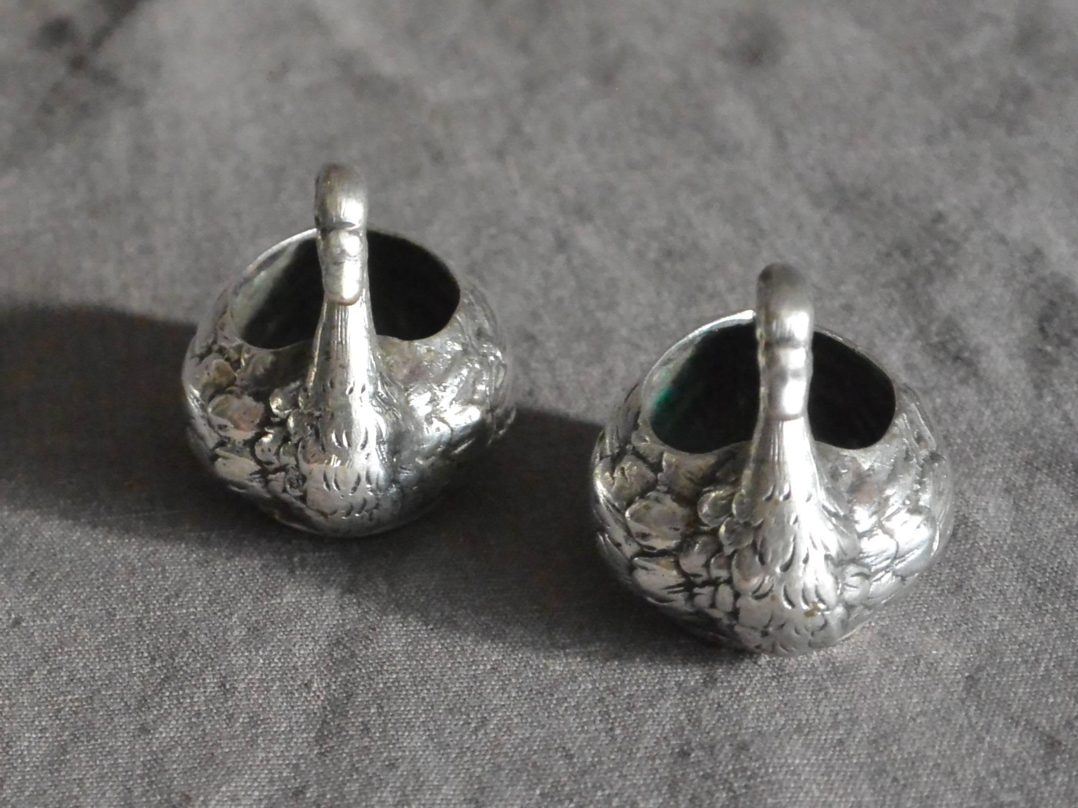 Sterling Silver Pair of Italian Swan Silver Salts