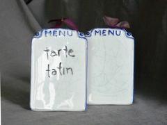 Pair French Porcelain Menu Stands