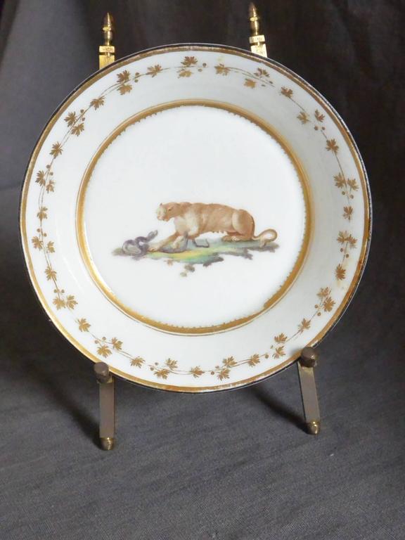 Italian Neoclassical Gilt Decorated Plate With Puma For Sale