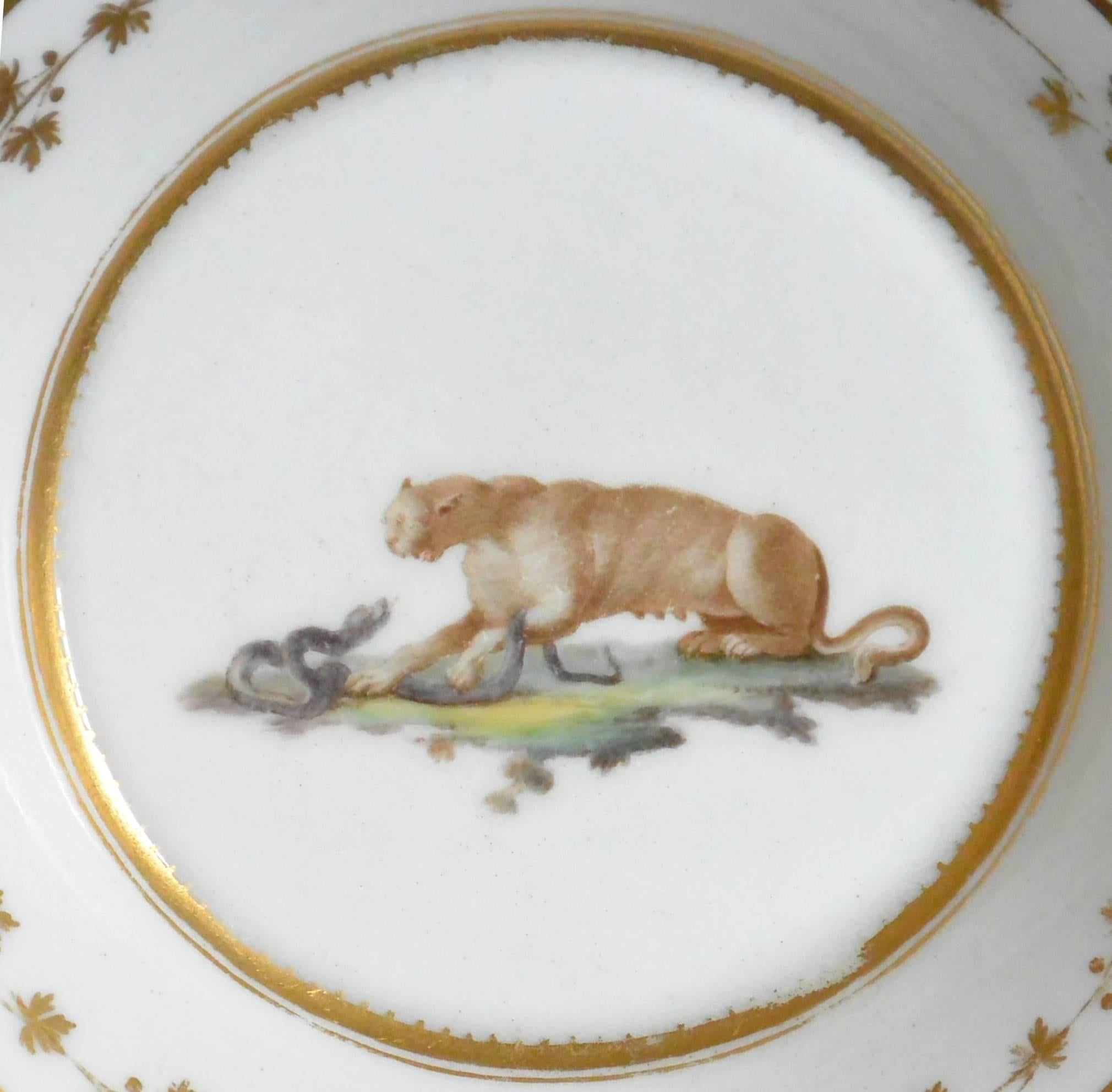 Italian Neoclassical Gilt Decorated Plate With Puma For Sale