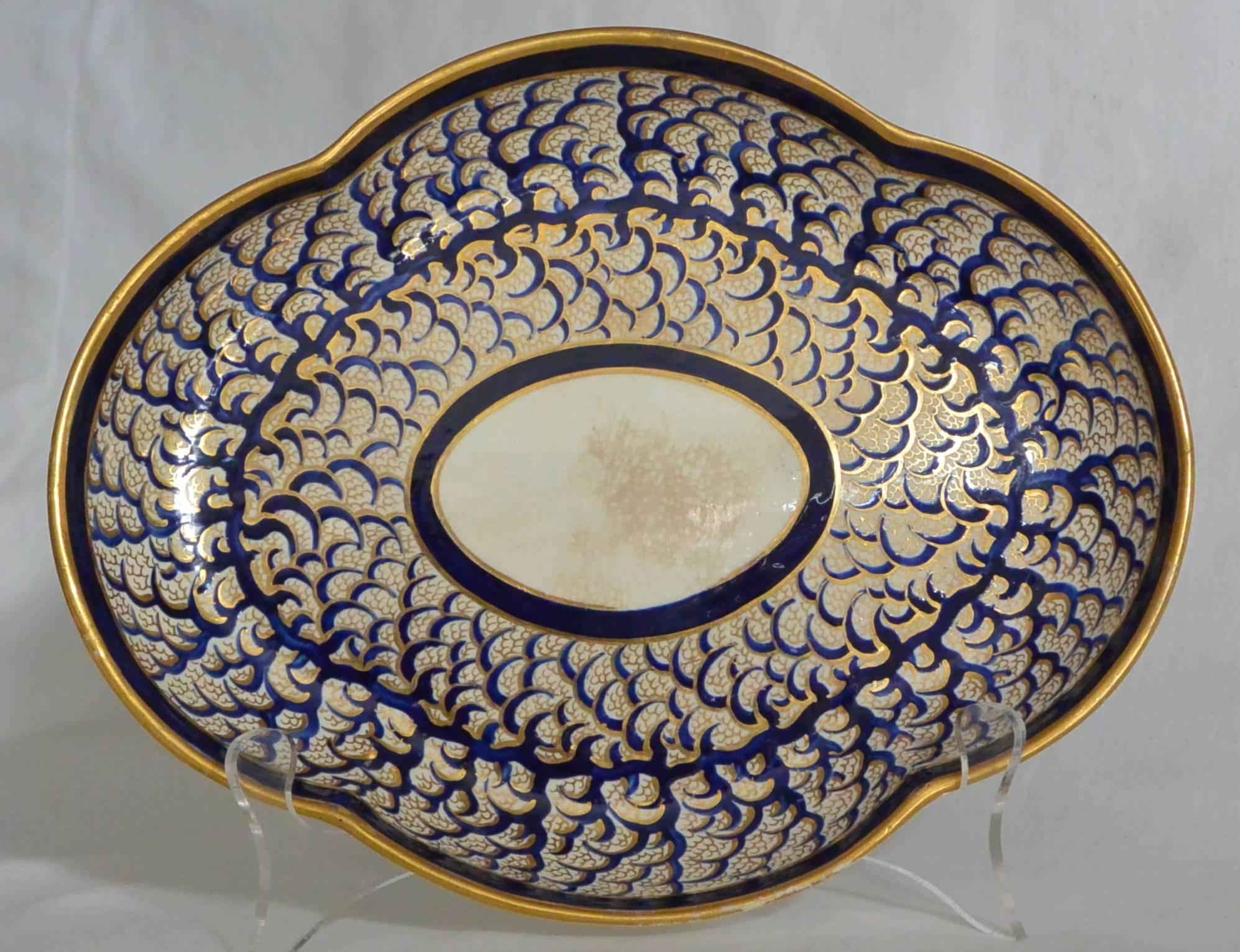 English Pair Derby Blue and Gold Plates 