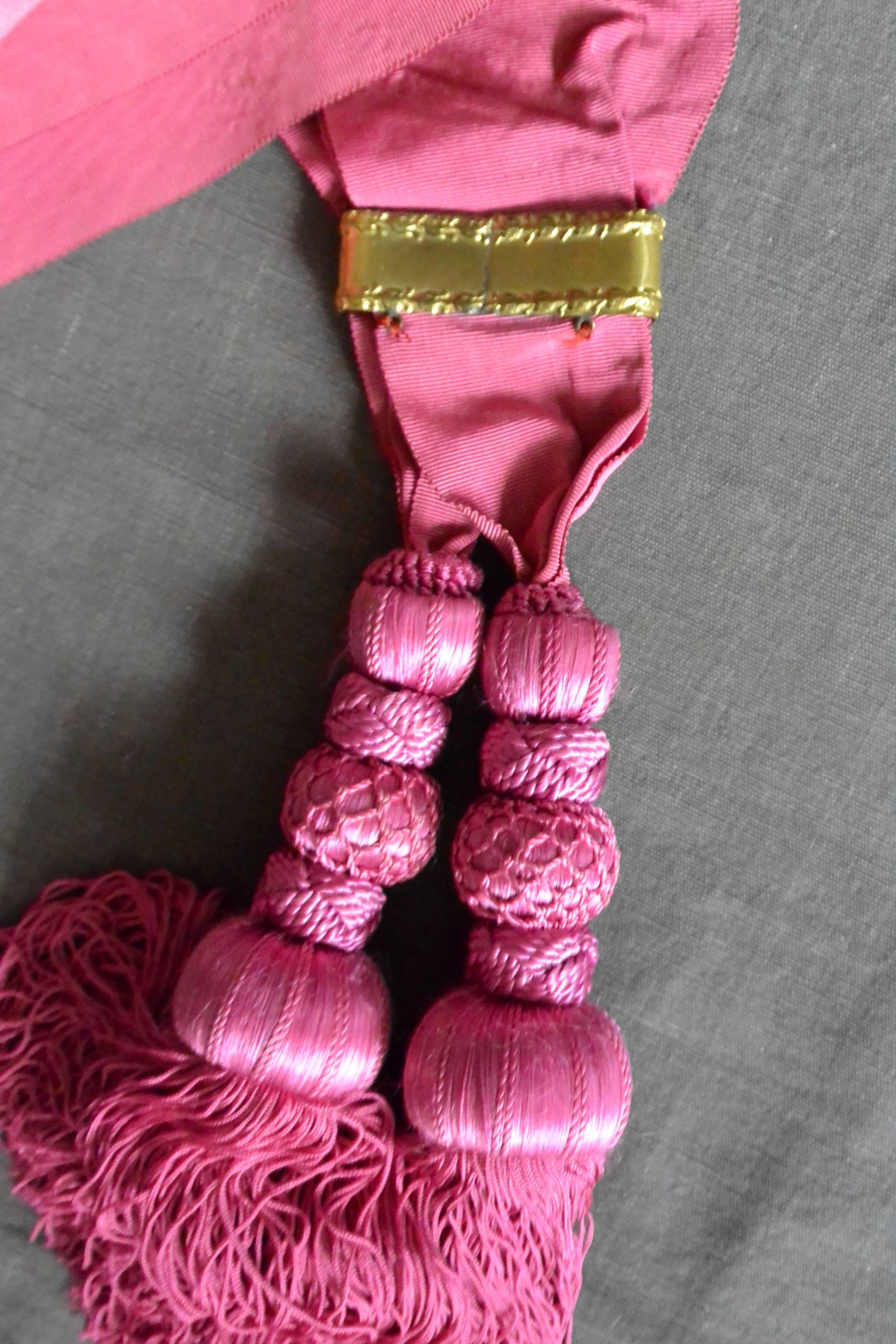 Pink Spanish Civil War Sash with Tassels In Excellent Condition In New York, NY