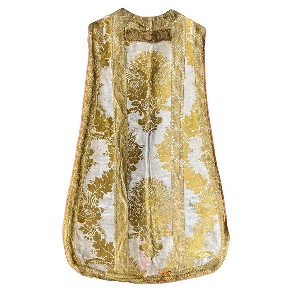 Gold metal and ivory silk damask chasuble