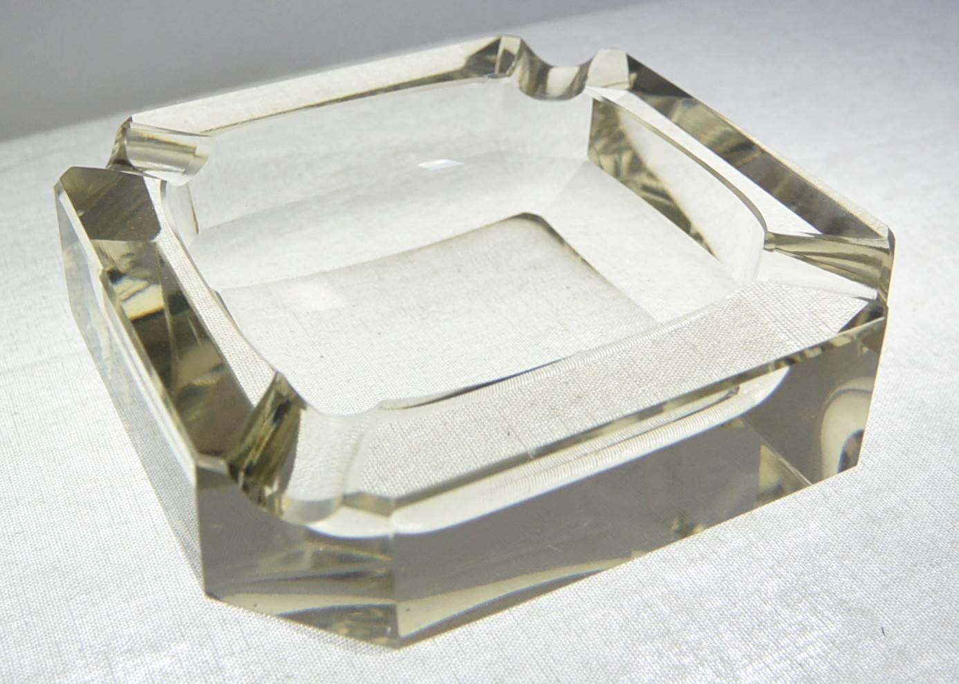 20th Century Vintage Faceted Crystal Ashtray
