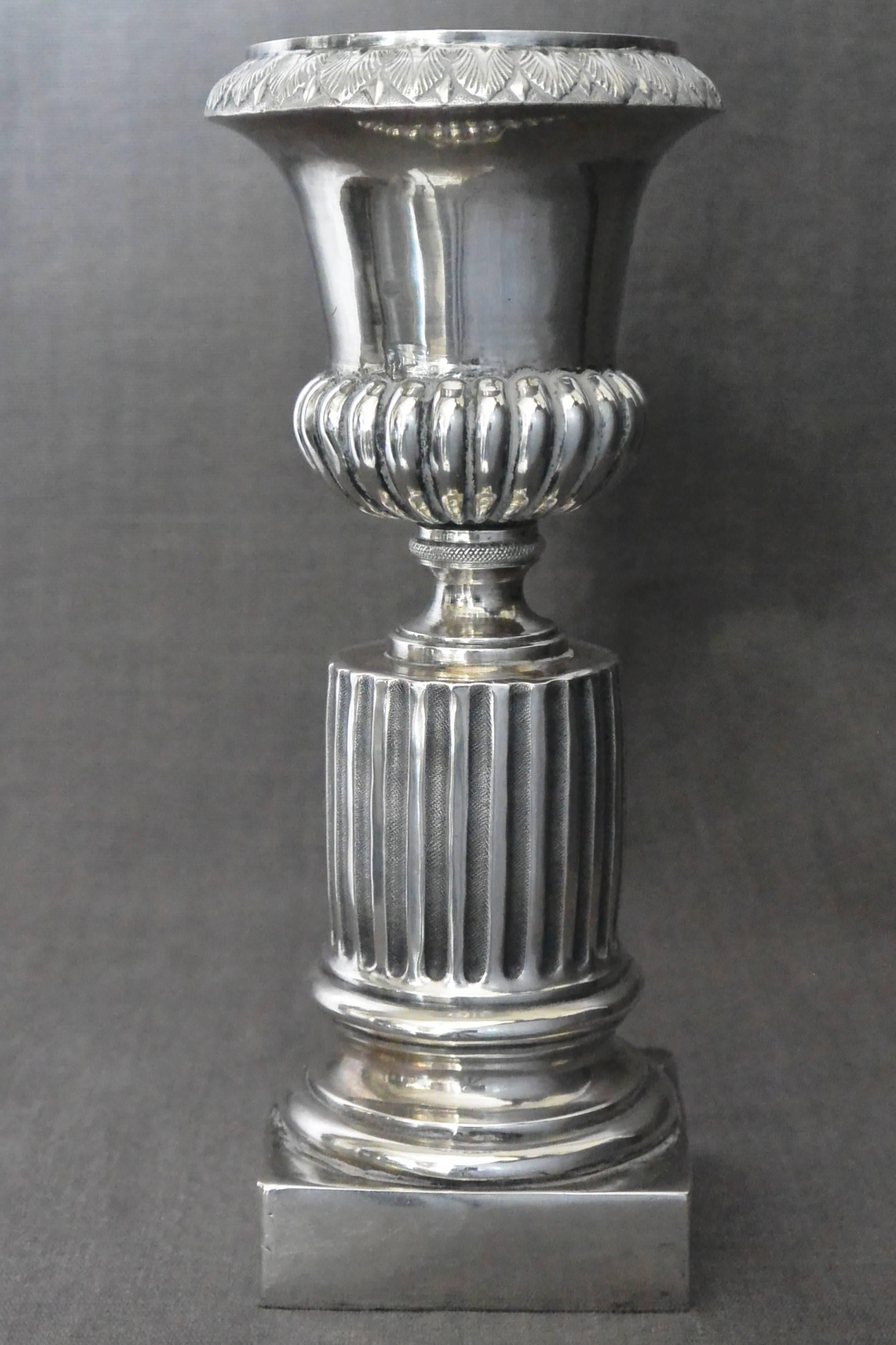 silver urn vase