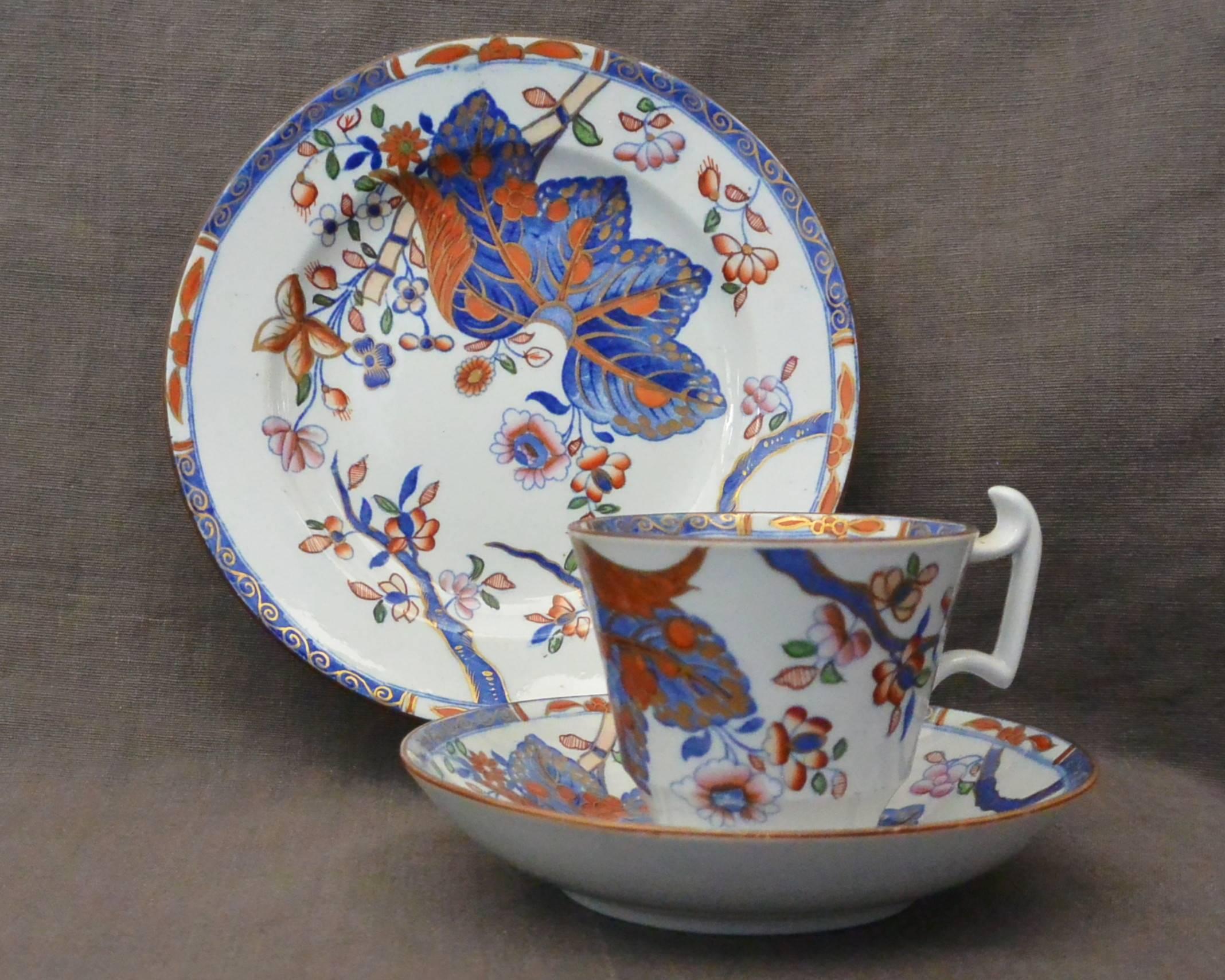 English  Tobacco Leaf Pattern Plate, Cup and Saucer For Sale