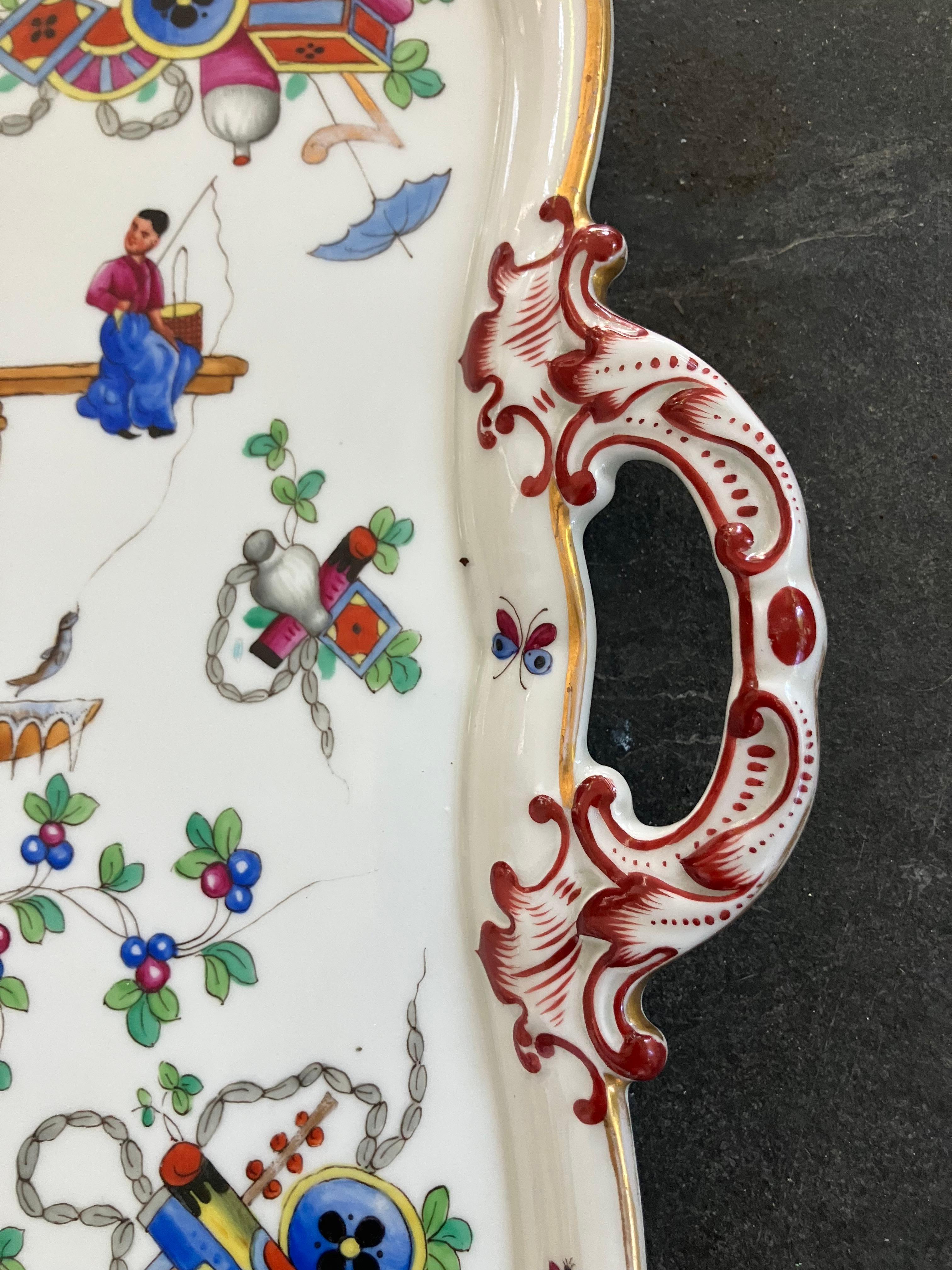 Kontinentale Chinoiserie-Tablett-Platte (Keramik) im Angebot