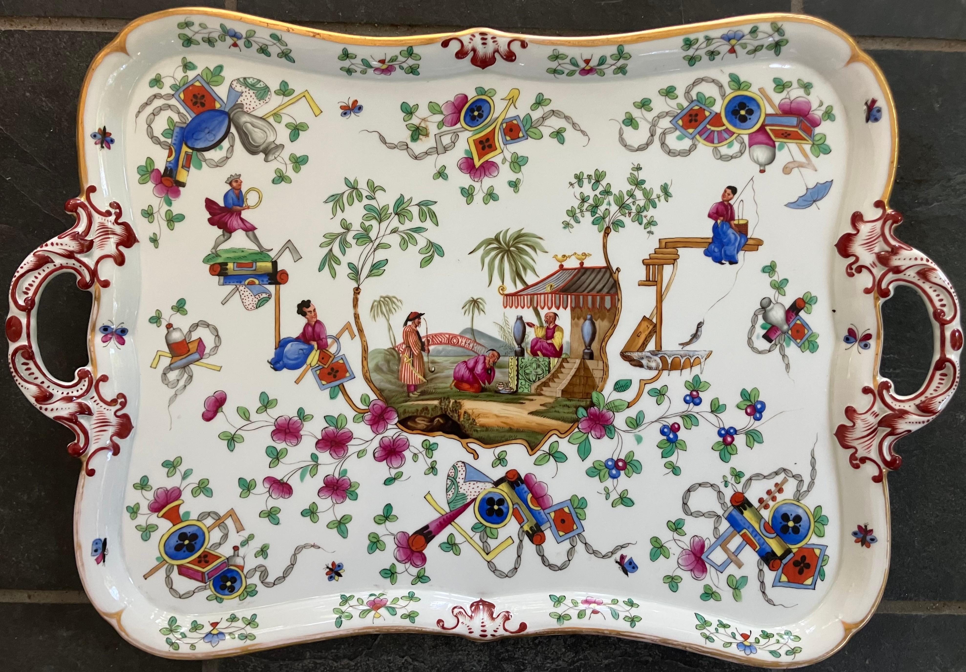 Kontinentale Chinoiserie-Tablett-Platte im Angebot 1