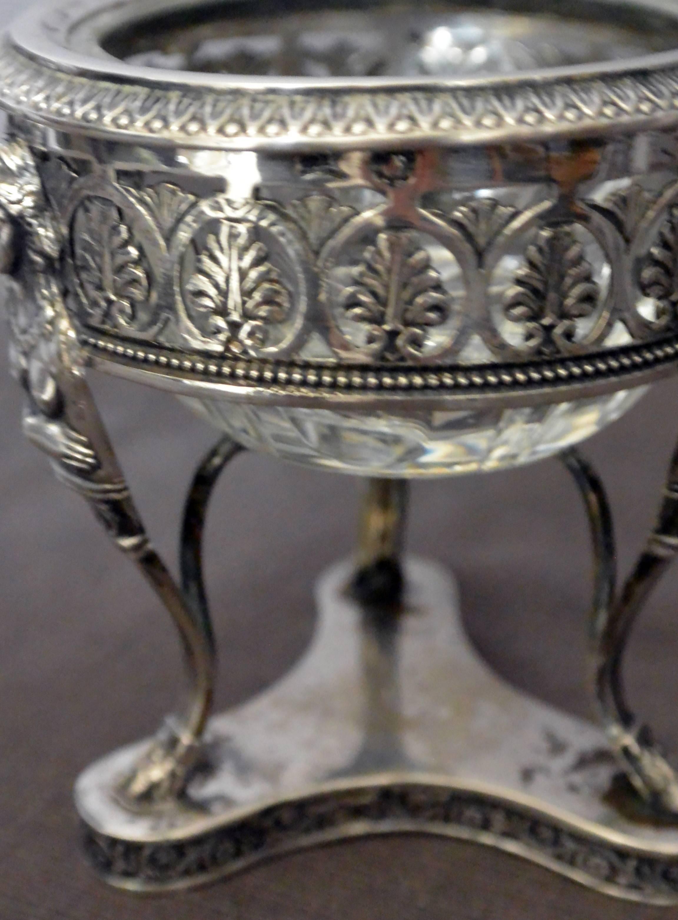 Pair Italian Neoclassical Silver Salts With Hermes For Sale 2
