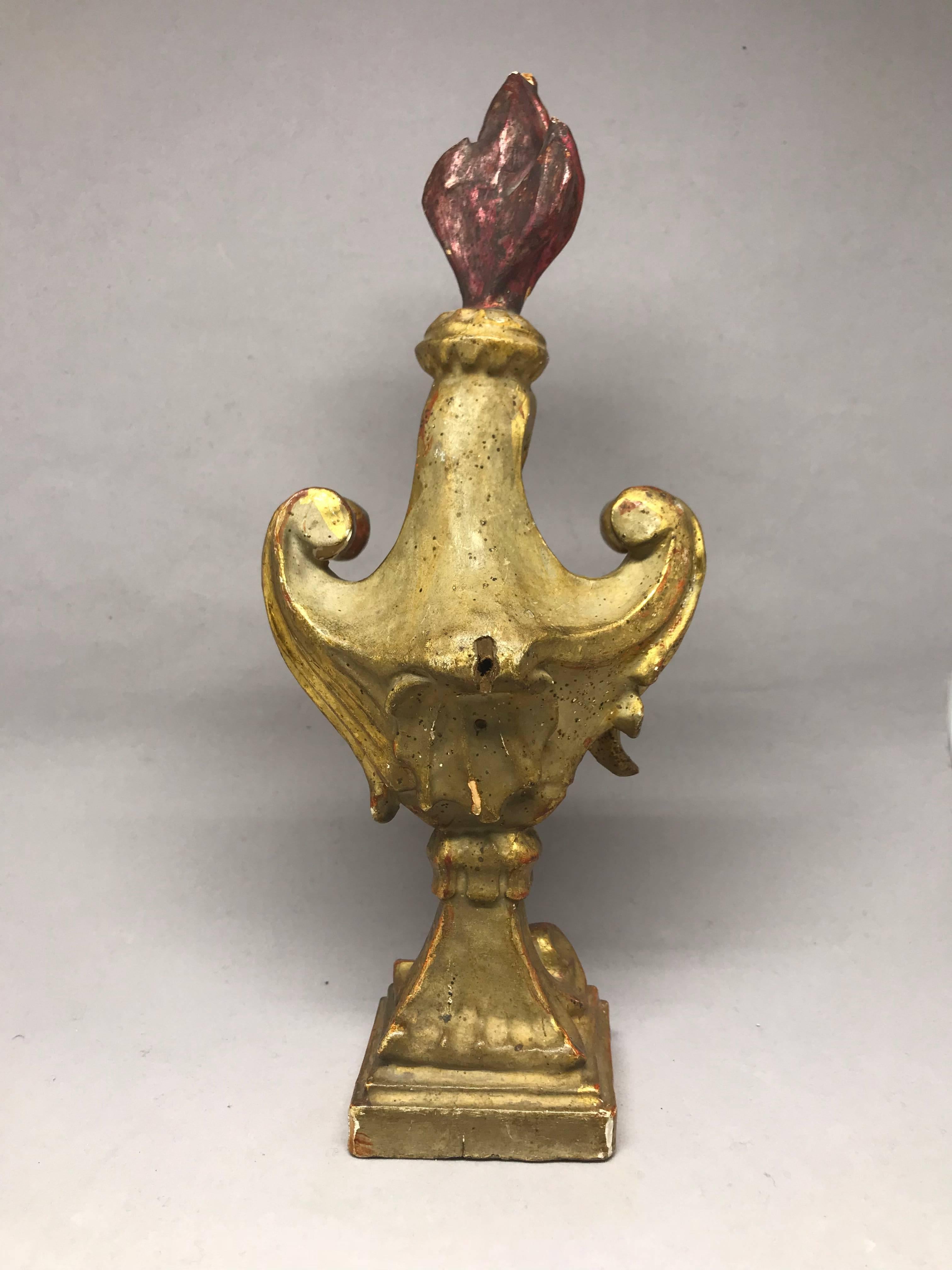 19th Century Italian Giltwood Rococo Flambeau Decoration For Sale