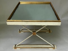 Neoclassical Art Deco Cream and Gilt Painted Mirrored Top Coffee Table