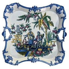 Blue, Yellow and White Chinoiserie Faience Tray
