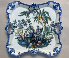 Blue, Yellow and White Chinoiserie Faience Tray