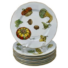 Set of Eight Limoges Porcelain Pumpkin Luncheon Plates