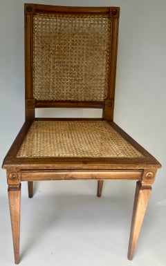 Louis XVI Caned Chair, Blonde Wood, Neoclassical Style, Italy, 1920s