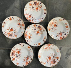 Set of Six Scalloped and Gilt Rim Imari Plates