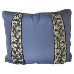Grey Silk and Antique Italian Handwork Pillow