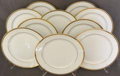 Set of Ten White and Gilt French Empire Plates