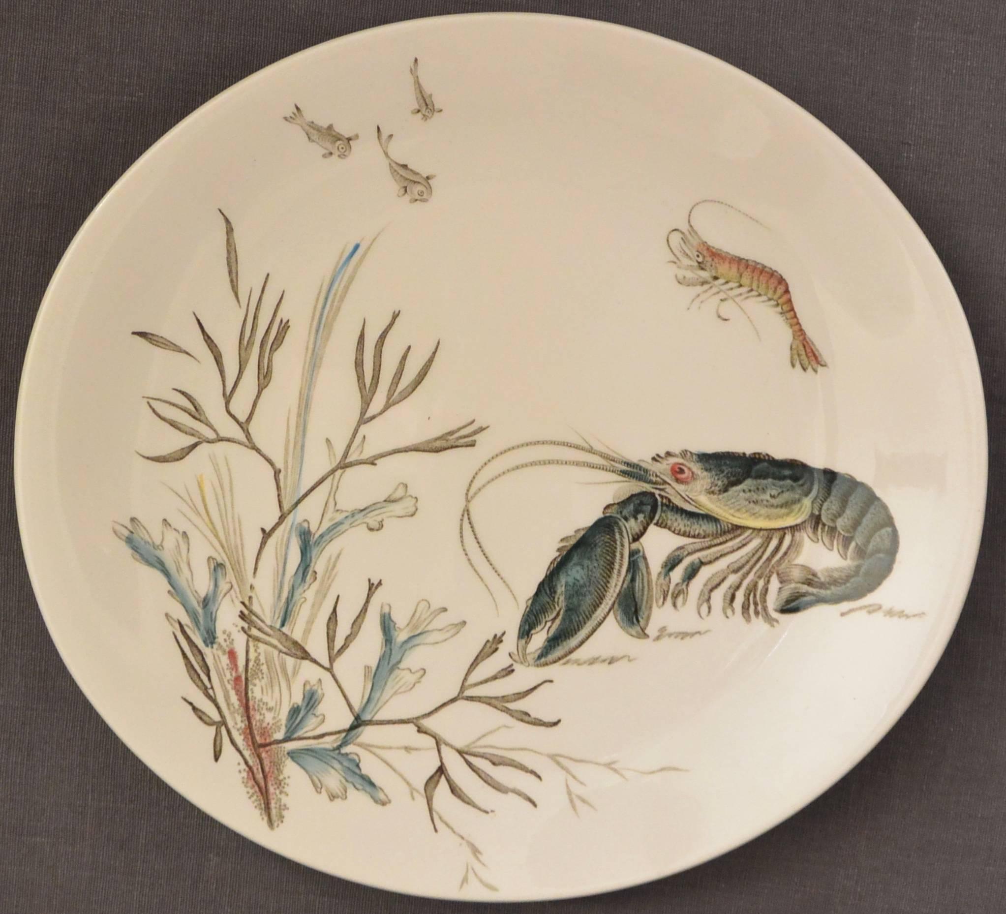 Set of Eight Vintage English Fish Plates 1