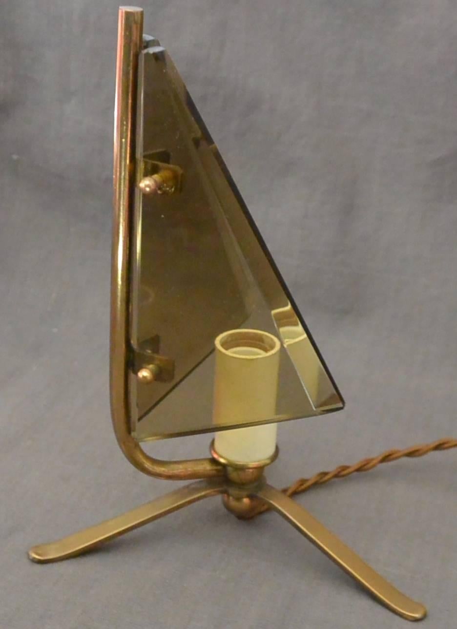 Mid-Century Modern Pair Mid-Century Italian Brass and Glass Table Lamps For Sale
