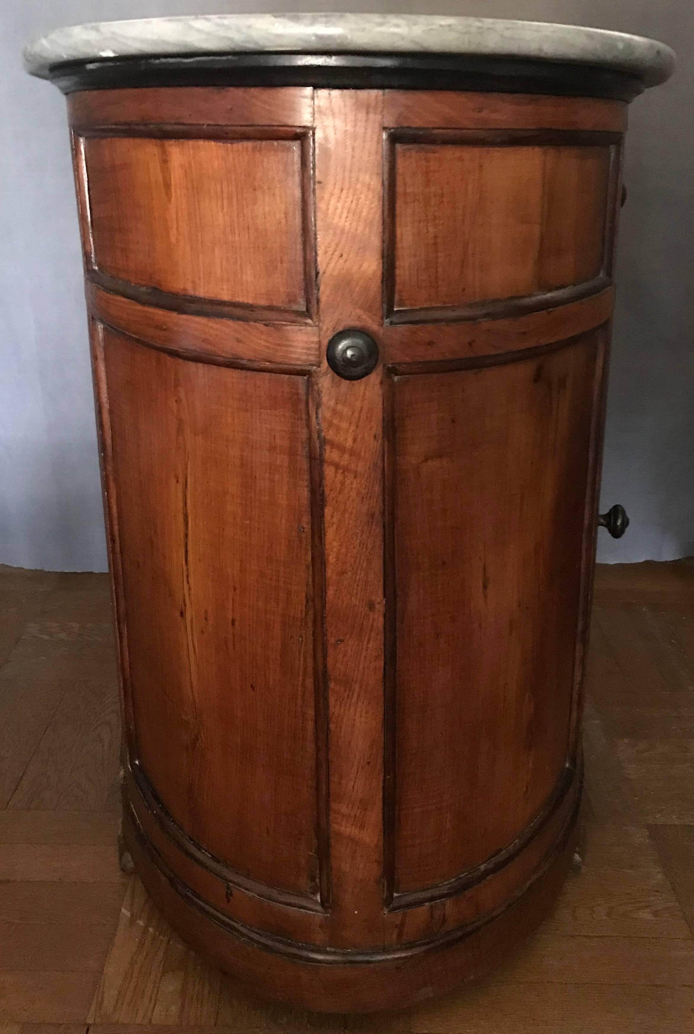 Italian Chestnut Oval Cabinet with Grey Marble Top In Good Condition In New York, NY