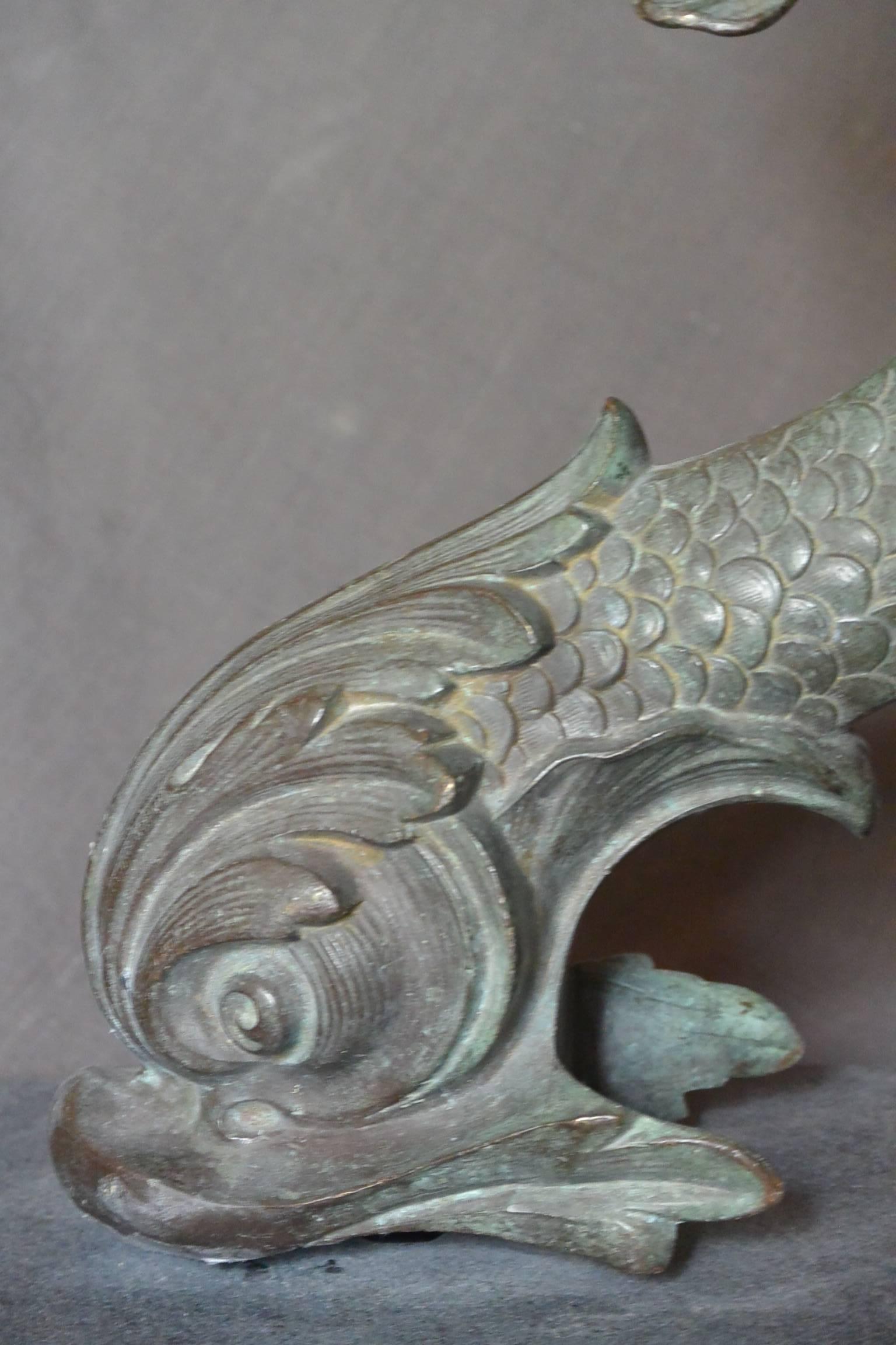 American Bronze Dolphin Sculpture For Sale