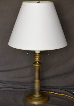 Charles X Gilt Metal Candlestick Lamp